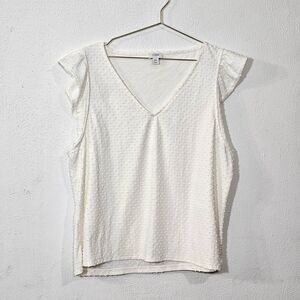 J. Crew Factory Cream Textured V-Neck Blouse